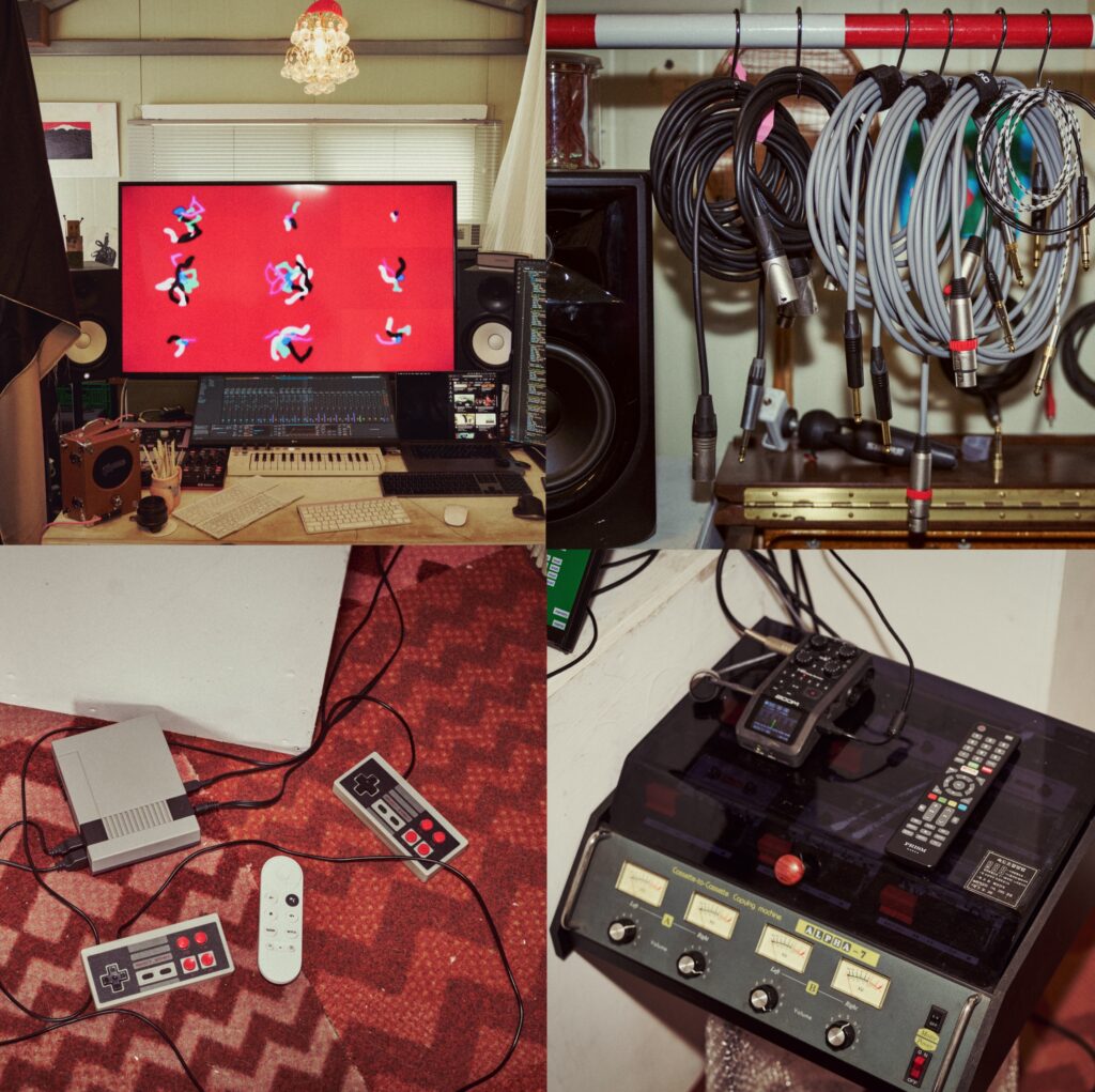 Lee Hyuntae primarily works with soundscapes that transform data into sound, so his studio is filled with electronic equipment.